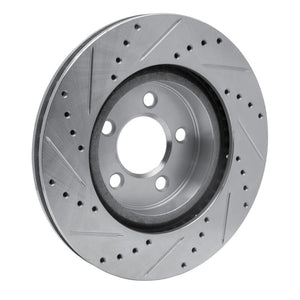 R1 2005-2023 Chrysler 300 Front Right Drilled & Slotted Silver Brake Rotor