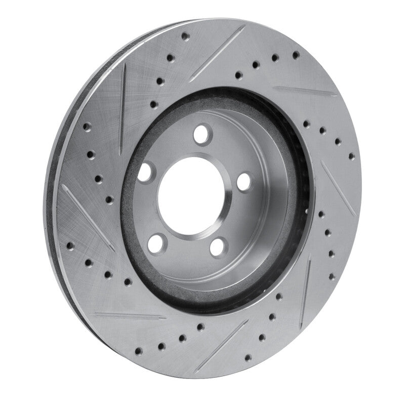 R1 2005-2023 Chrysler 300 Front Right Drilled & Slotted Silver Brake Rotor
