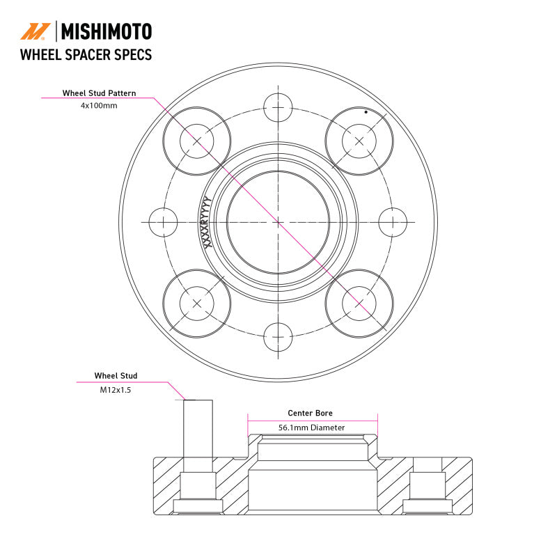 Mishimoto Wheel Spacers - 5x114.3 - 66.1 - 50 - M12 - Black