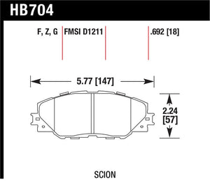 Hawk 06-09 Toyota RAV4 / 10-13 Toyota Matrix Performance Ceramic Front Brake Pads