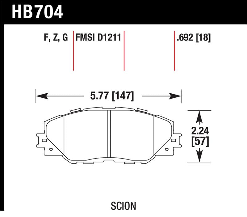 Hawk 06-09 Toyota RAV4 / 10-13 Toyota Matrix Performance Ceramic Front Brake Pads