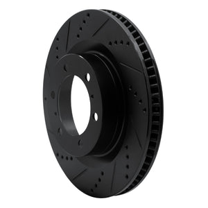 R1 10-24 Lexus GX460 Front Left Drilled & Slotted Black Brake Rotor