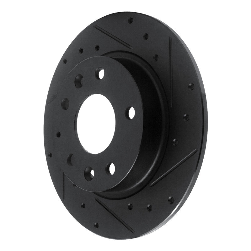 R1 14-25 Mazda 3 Rear Right Drilled & Slotted Black Brake Rotor