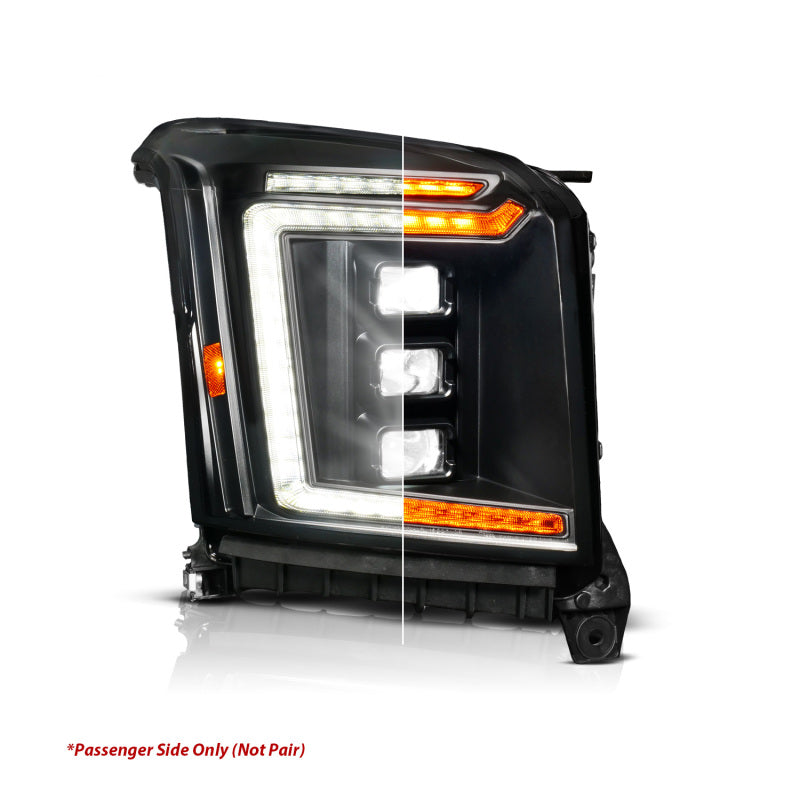 ANZO 15-20 GMC Yukon (Incl XL - Factory Halogen Models) Full LED Proj Headlights Black - Pass. Side