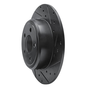 R1 05-23 Chrysler 300 Rear Right Drilled & Slotted Black Brake Rotor
