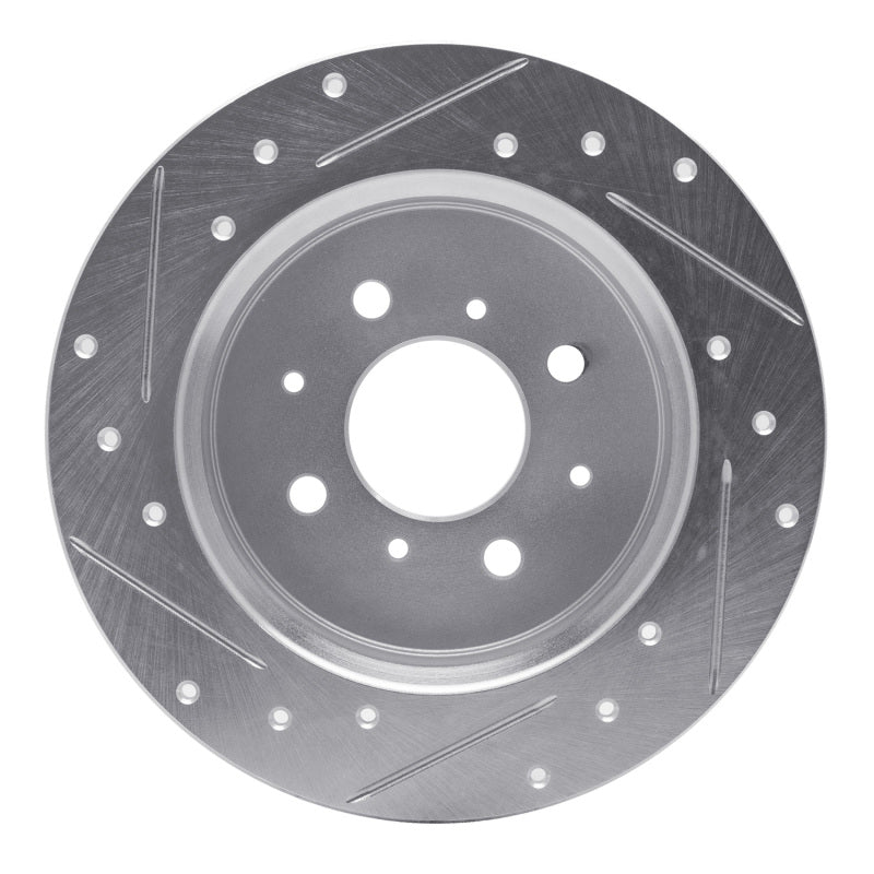 R1 01-05 Acura EL Rear Right Drilled & Slotted Silver Brake Rotor