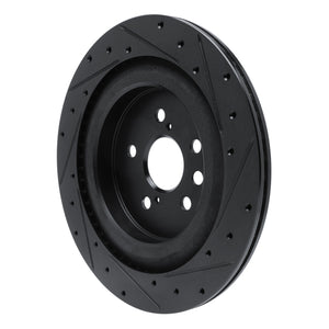 R1 2020-2025 Lexus RX350 Rear Left Drilled & Slotted Black Brake Rotor
