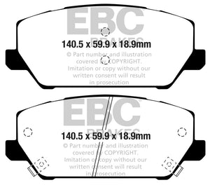 EBC 2019+ Hyundai Veloster (2nd Gen) 2.0L Turbo N Greenstuff Front Brake Pads