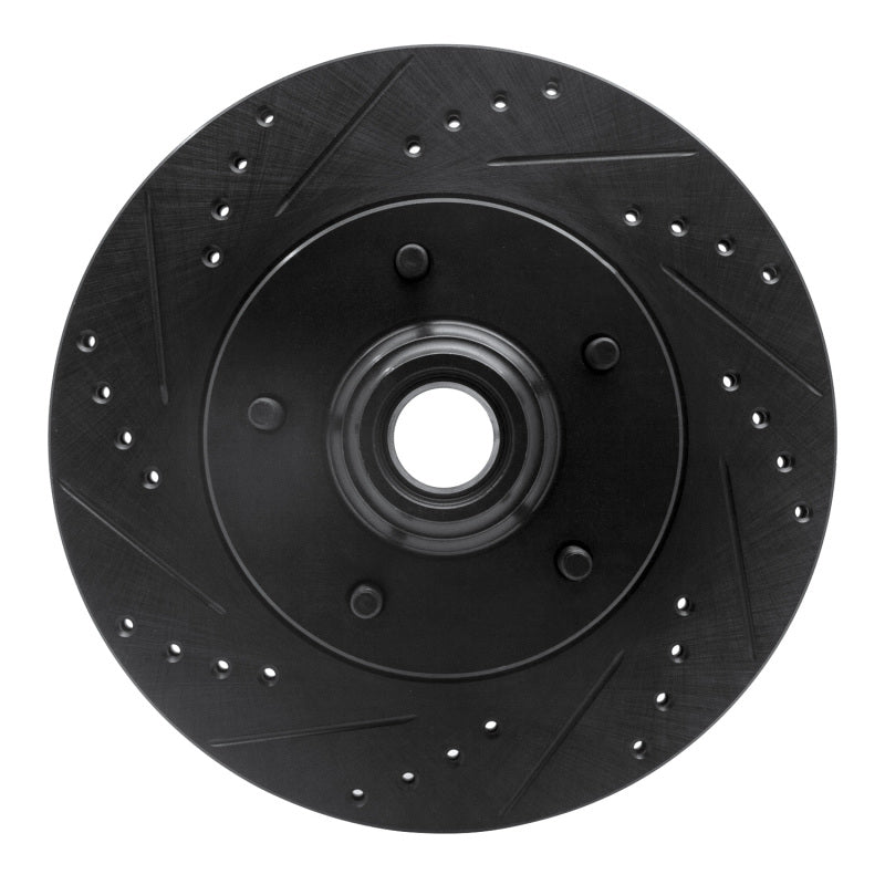 R1 97-99 Ford F-150 RWD Front Left Drilled & Slotted Black Brake Rotor