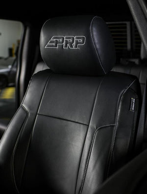 PRP 12-14 Ford Raptor Front Seat Covers (Pair) - Black w Silver Stitch