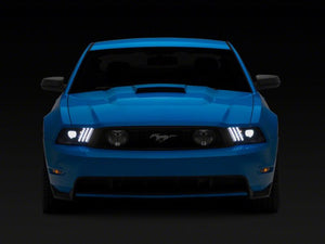Raxiom 10-12 Ford Mustang LED Projector Headlights SEQL Turn Signals- Black Housing (Clear Lens)