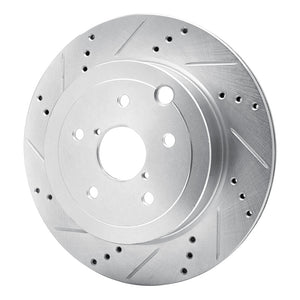 R1 08-20 Subaru Impreza Rear Left Drilled & Slotted Silver Brake Rotor