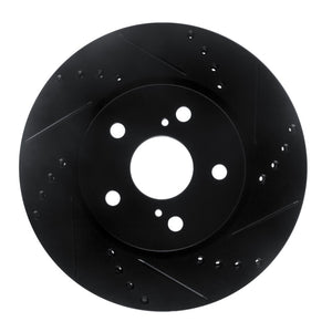 R1 18-22 Toyota C-HR Front Right Drilled & Slotted Black Brake Rotor
