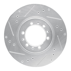 R1 94-00 Mitsubishi Montero Front Left Drilled & Slotted Silver Brake Rotor