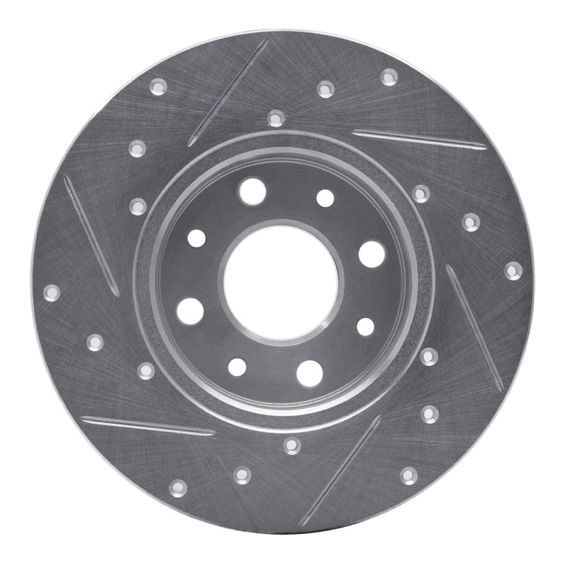 R1 13-19 Fiat 500E Rear Right Drilled & Slotted Silver Brake Rotor