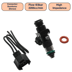DeatschWerks Universal 2200cc Single Fuel Injector / 48mm Length / 14mm O-Ring Seals