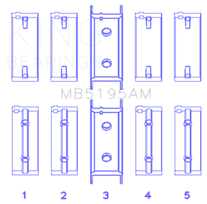 King Engine Bearings Mitsubishi G25B/4G54/4G53 (Size +0.25mm) Main Bearing Set
