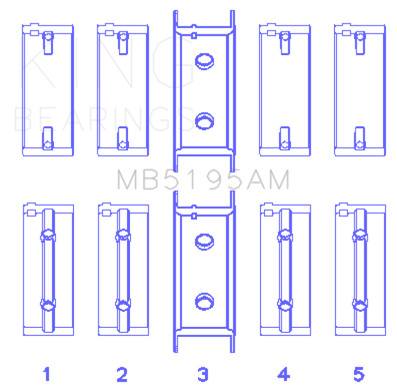 King Engine Bearings Mitsubishi G25B/4G54/4G53 (Size +0.25mm) Main Bearing Set