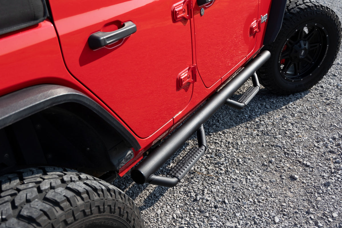 Rough Country Nerf Steps Wheel to Wheel | 4 Door | Jeep Wrangler Unlimited 2WD/4WD (07-18)