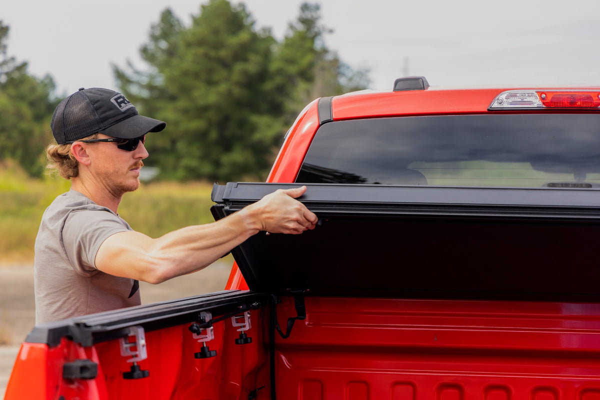 Rough Country Hard Tri-Fold Flip Up Bed Cover | Ford F-150 2WD/4WD (2015-2020)