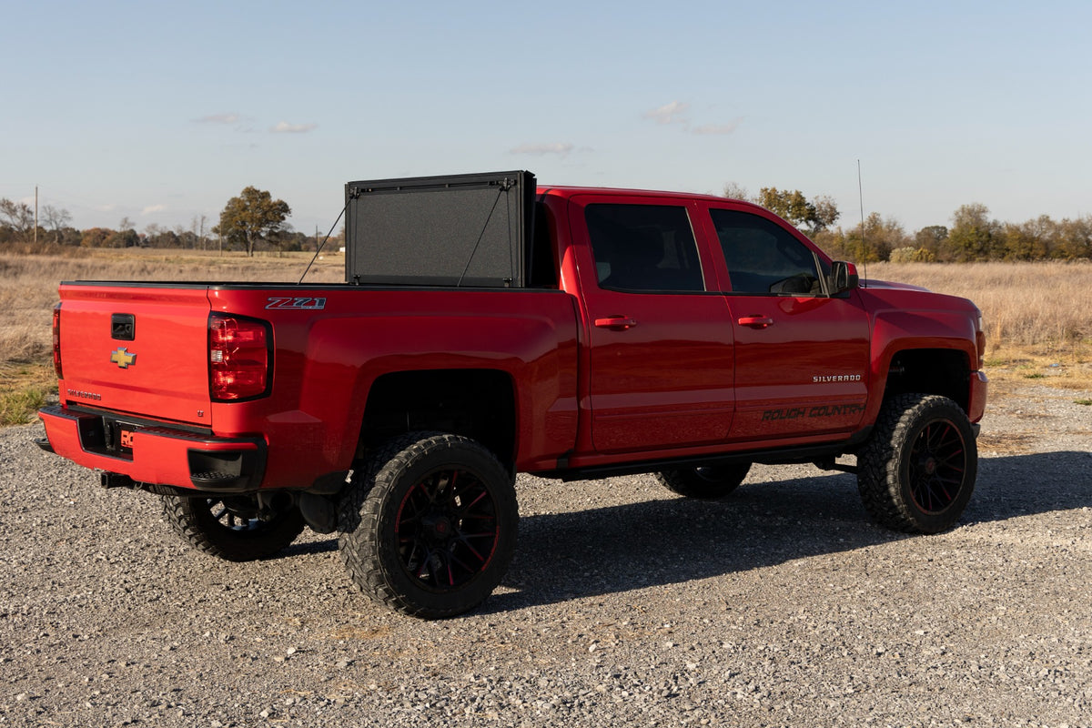 Rough Country Hard Tri-Fold Flip Up Bed Cover | Chevy/GMC 1500/2500HD/3500HD (14-19)