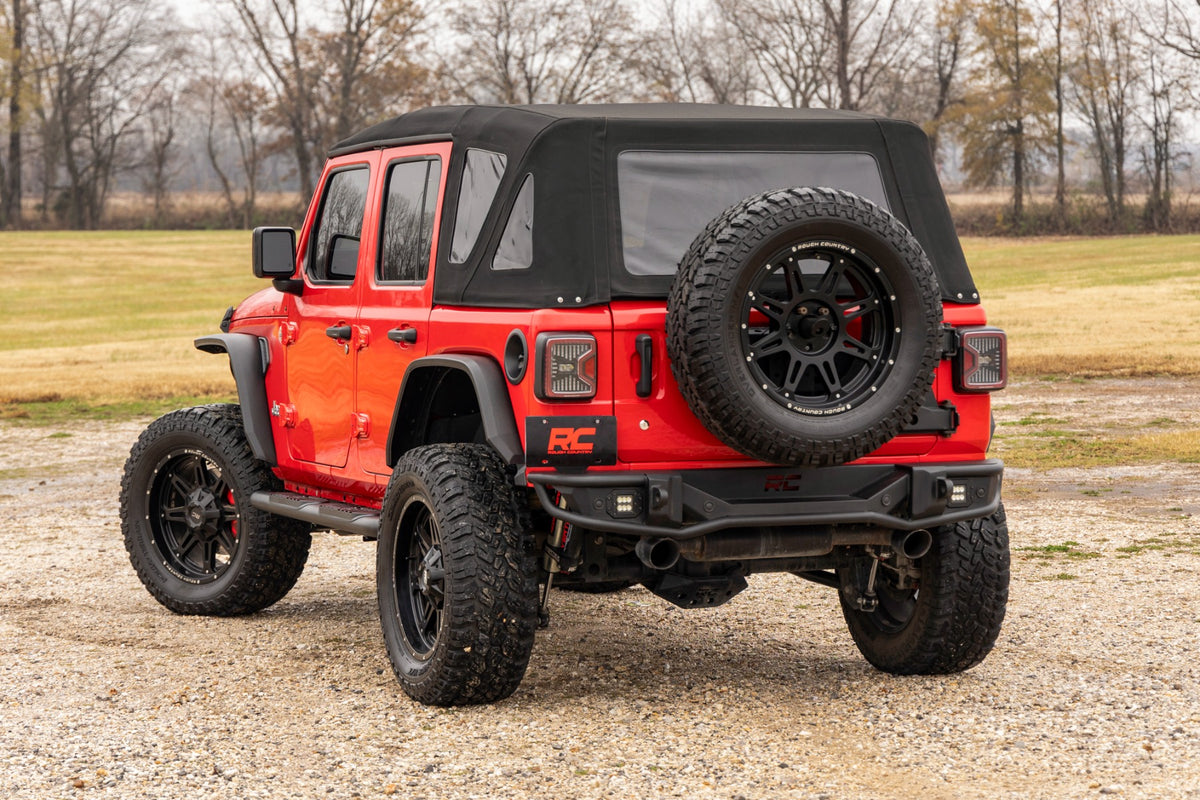 Rough Country Oval Nerf Steps 4 Door | Black | Jeep Wrangler Unlimited 4WD (2018-2026)
