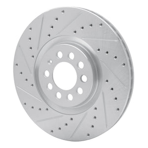 R1 00-06 Audi TT Front Left Drilled & Slotted Silver Brake Rotor