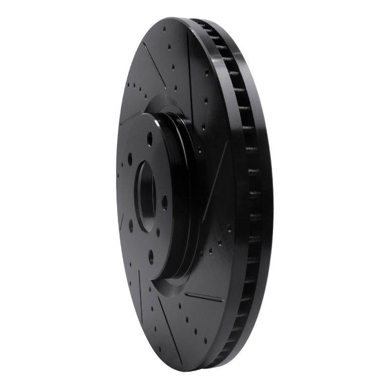 R1 07-15 Infiniti G35 Front Right Drilled & Slotted Black Brake Rotor