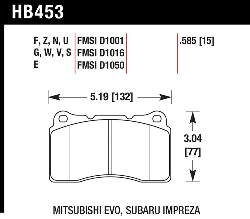 Hawk 03-06 Evo / 04-09 STi / 09-10 Genesis Coupe (Track Only) / 2010 Camaro SS DTC-60 Race Front Bra