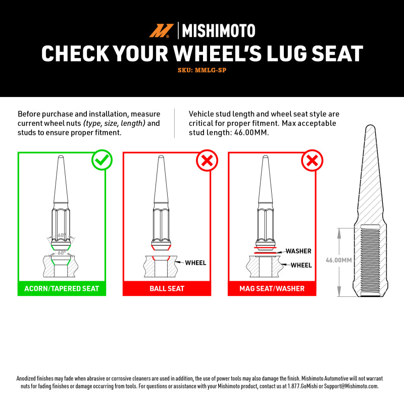Mishimoto Mishimoto Steel Spiked Lug Nuts M14 x 1.5 24pc Set Gold