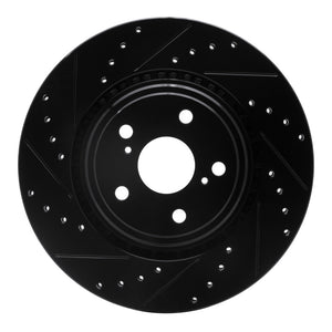R1 08-21 Lexus NX200T Front Left Drilled & Slotted Black Brake Rotor