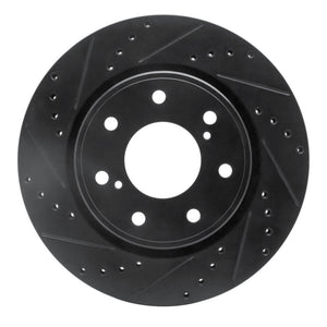 R1 10-14 Ford F-150 4WD Front Left Drilled & Slotted Black Brake Rotor