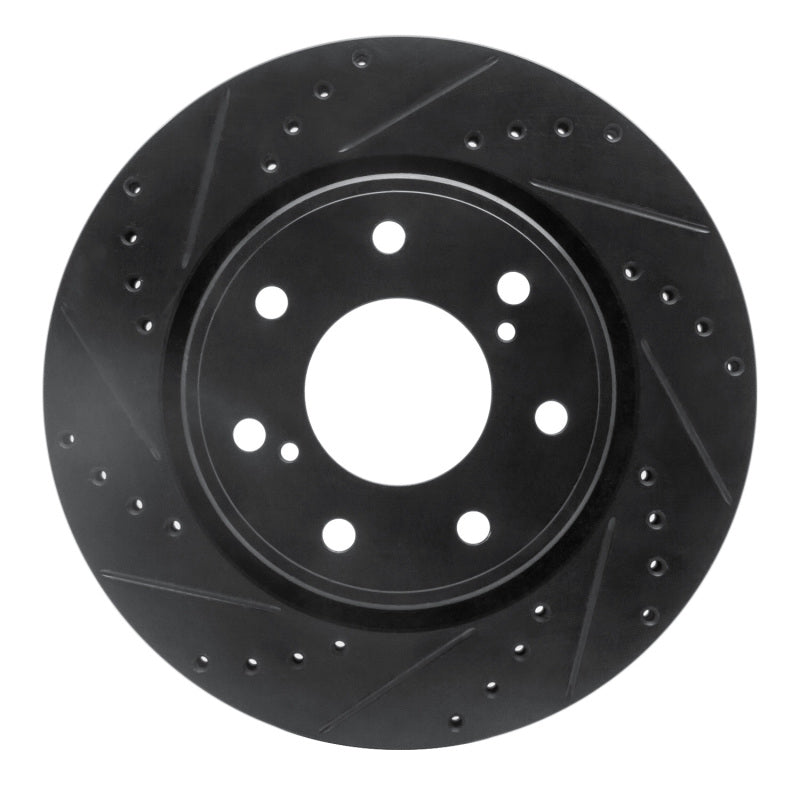 R1 10-14 Ford F-150 4WD Front Left Drilled & Slotted Black Brake Rotor