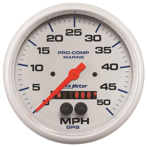 Autometer Marine White Gauge 5in Speedometer - 50 MPH