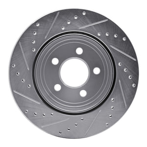 R1 05-23 Chrysler 300 Rear Right Drilled & Slotted Silver Brake Rotor