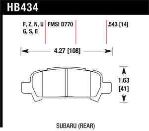 Hawk Subaru Baja/Forester/Impreza/Legacy DTC-60 Race Rear Brake Pads