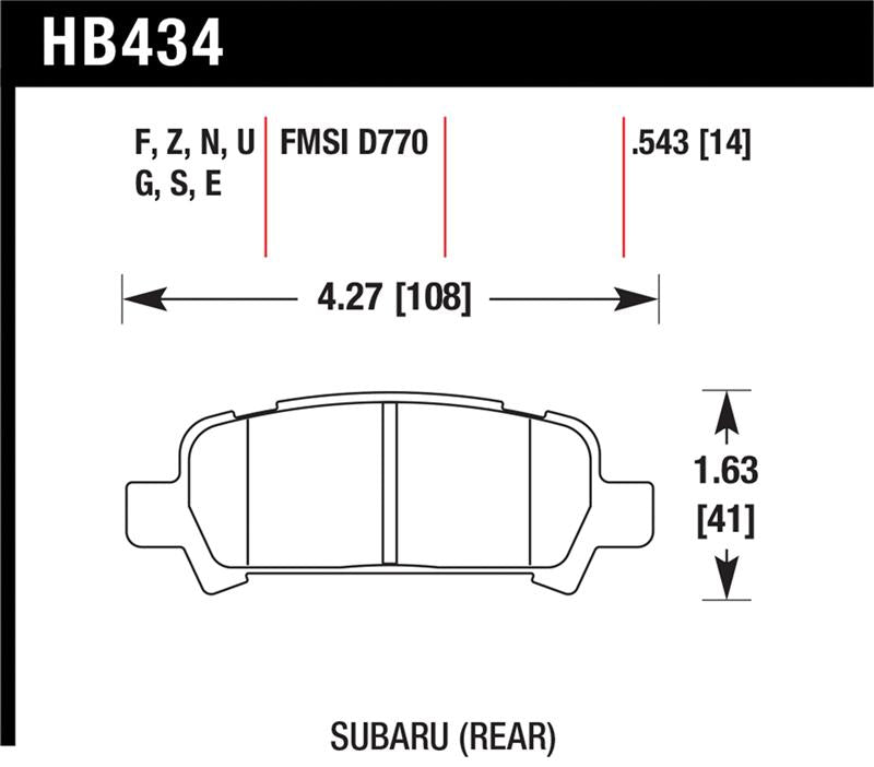 Hawk Subaru Baja/Forester/Impreza/Legacy DTC-60 Race Rear Brake Pads