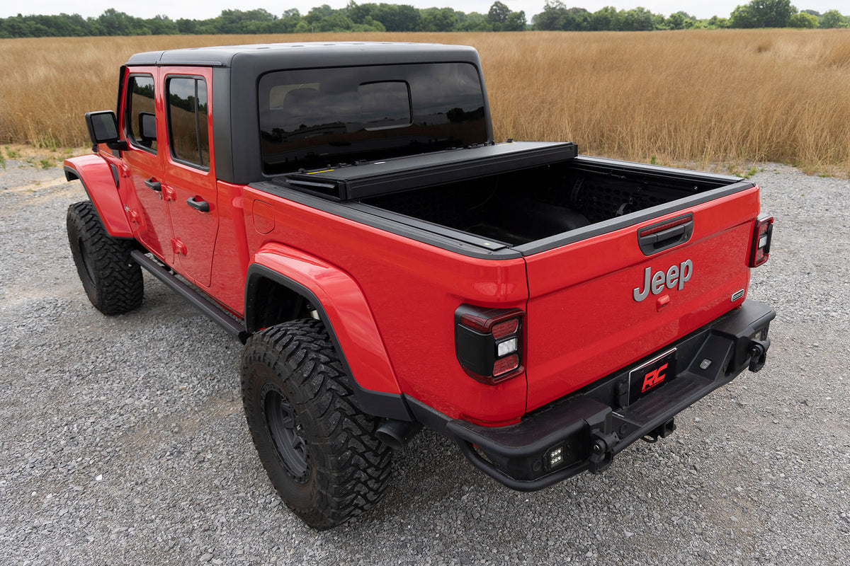 Rough Country Hard Tri-Fold Flip Up Bed Cover 5' Bed | Jeep Gladiator JT 4WD (2020-2026)