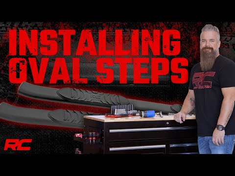 Rough Country Oval Nerf Step Crew Cab | Black | Ford F-150/Lightning/F-250/F-350/Raptor (15-26)