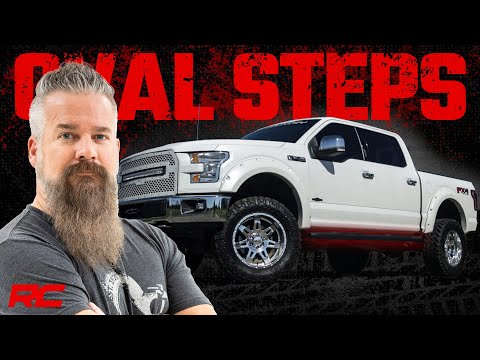 Rough Country Oval Nerf Step Crew Cab | Black | Ford F-150/Lightning/F-250/F-350/Raptor (15-26)