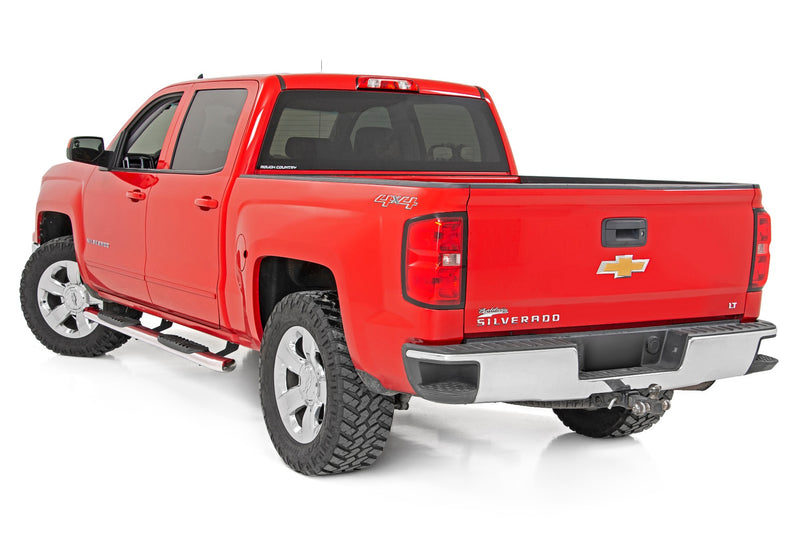 Rough Country Oval Nerf Steps Stainless | Crew Cab | DEF Tank | Chevy/GMC 1500/2500HD/3500HD (07-19 & Classic)