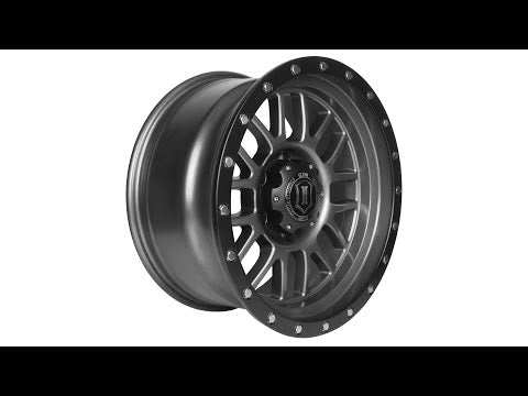 ICON Alpha 17x8.5 6x5.5 0mm Offset 4.75in BS 106.1mm Bore Satin Black Wheel