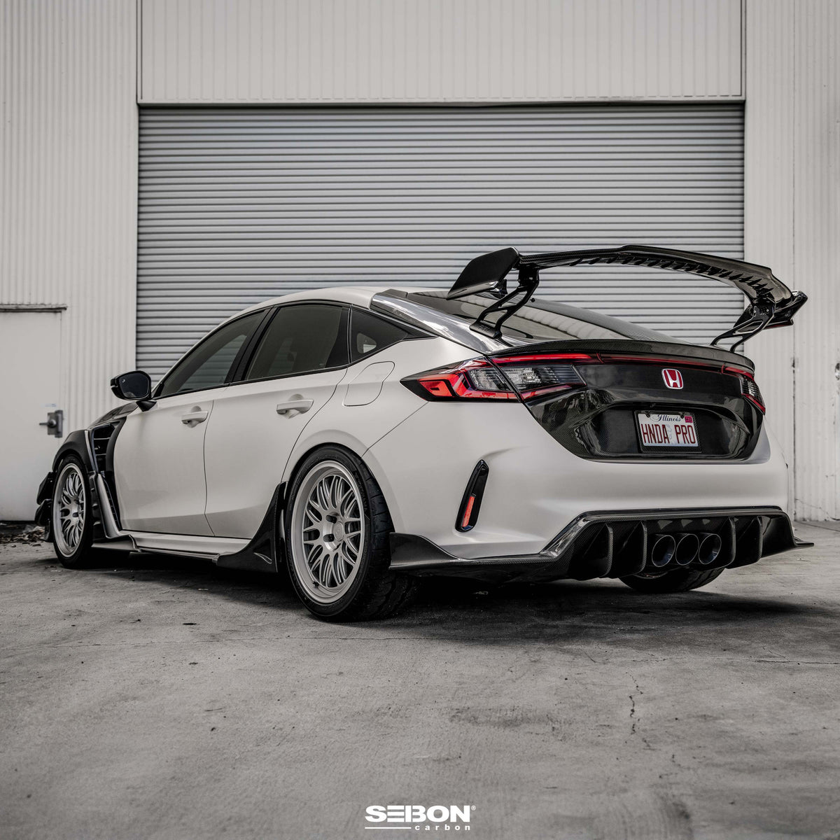 Seibon 23+ Honda Civic Type-R MB-Style Carbon Fiber Rear Side Skirt Extensions